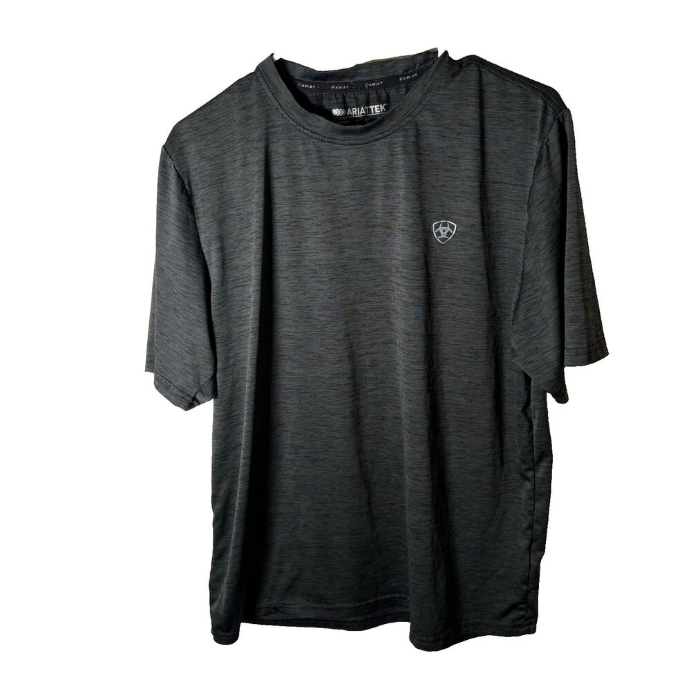 Ariat Tek T-Shirt Men's Medium Gray Crew Neck Short Sleeve Athletic Active
